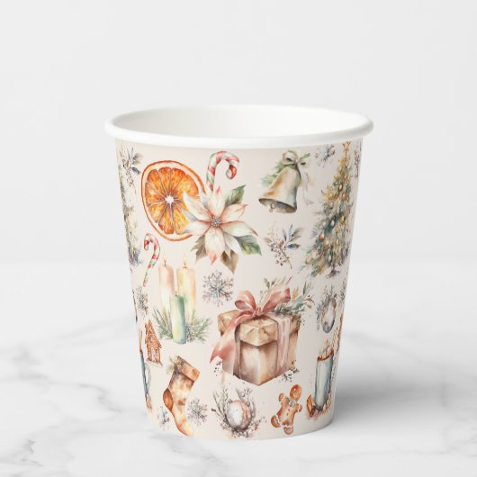 Kerst Mix Elementen Papieren Beker (Achterkant)