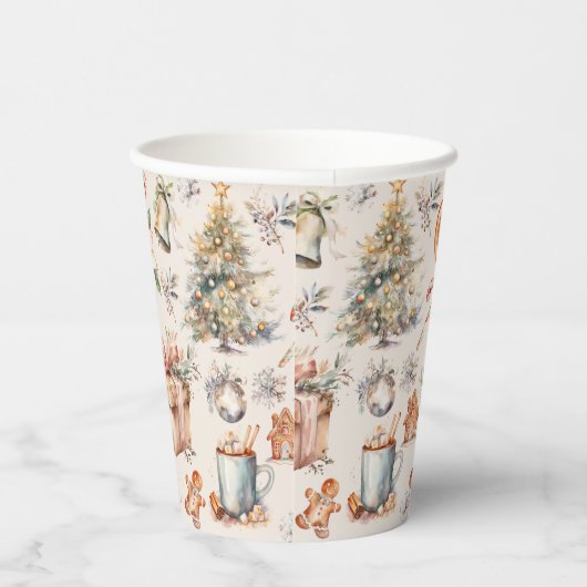 Kerst Mix Elementen Papieren Beker (Rechts)
