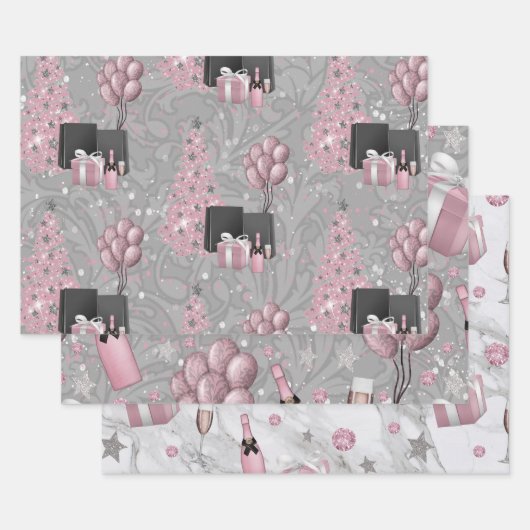 Kerst Mode Meisje met Cadeaus Inpakpapier Vel (Set)