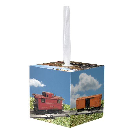 Kerst Model Treinen Kubus Ornament (Achter hoekig)