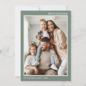 Kerst Modern 4 Familie Foto Collage Sage Groen Feestdagenkaart (Voorkant)