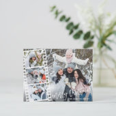 Kerst Modern Borstel Script 4 FOTO Groet Briefkaart (Staand voorkant)