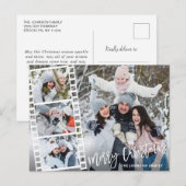 Kerst Modern Borstel Script 4 FOTO Groet Briefkaart (Voorkant / Achterkant)