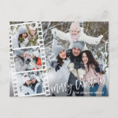 Kerst Modern Borstel Script 4 FOTO Groet Briefkaart (Voorkant)