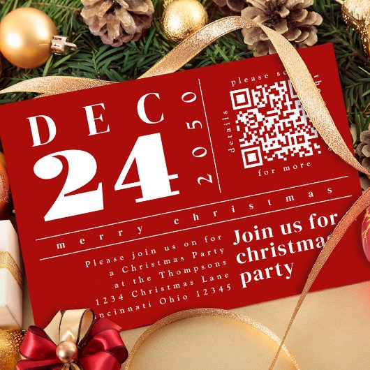 Kerst Modern Eenvoudig Rood Vette Strepen QR Code Kaart