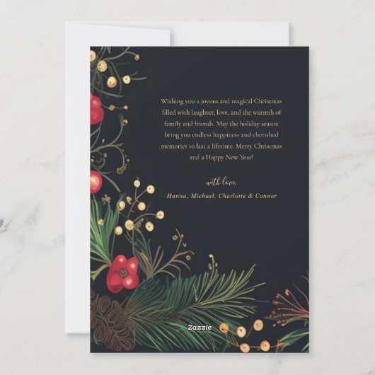 Kerst Modern Elegant Botanisch Feest Feestdagenkaart (Achterkant)