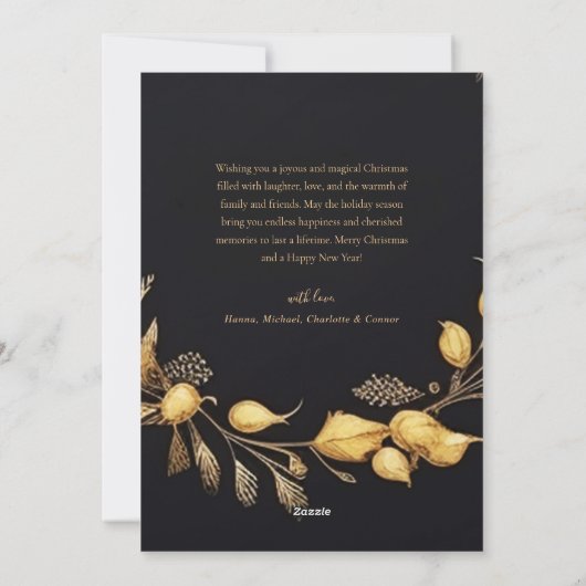 Kerst Modern Elegant Feestelijk Uniek Zwart Goud Feestdagenkaart (Achterkant)