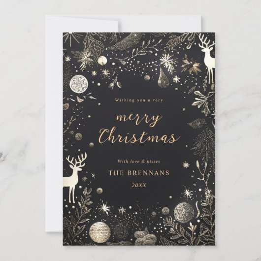 Kerst Modern Elegant Feestelijk Zwart Uniek Feestdagenkaart (Voorkant)