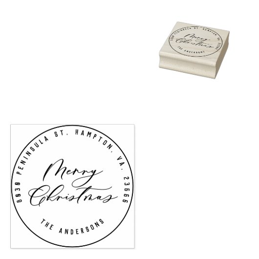 Kerst modern elegant minimaal script uniek rubberstempel (Gestempeld)