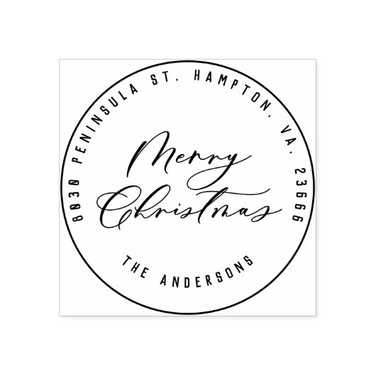 Kerst modern elegant minimaal script uniek rubberstempel (Afrduk)
