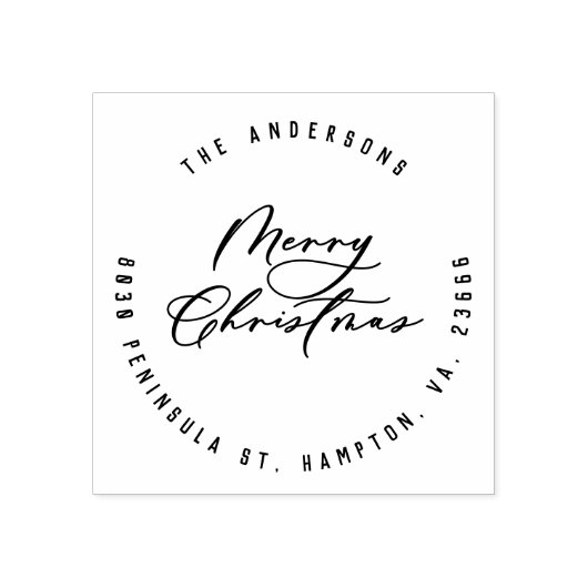 Kerst modern elegant minimaal script uniek rubberstempel (Afrduk)