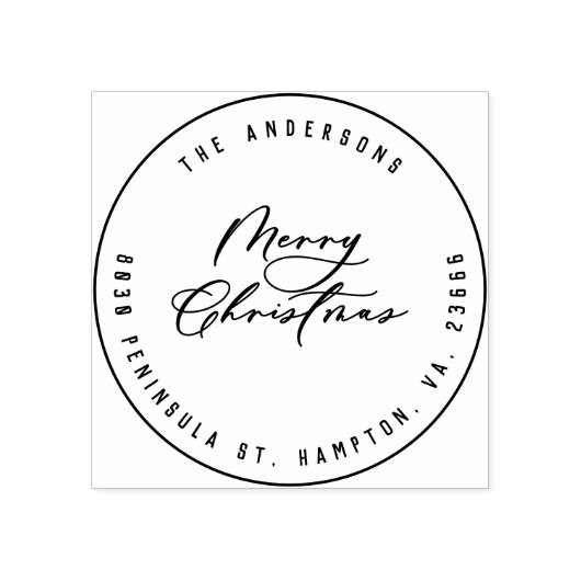 Kerst modern elegant minimaal script uniek rubberstempel (Afrduk)