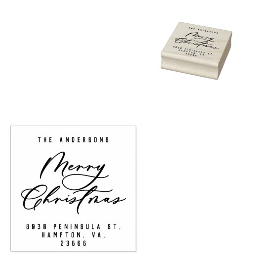 Kerst modern elegant minimaal script uniek rubberstempel (Gestempeld)