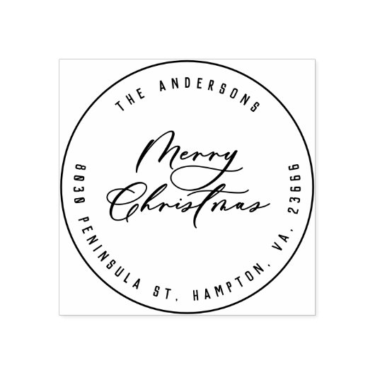 Kerst modern elegant minimaal script uniek rubberstempel (Afrduk)