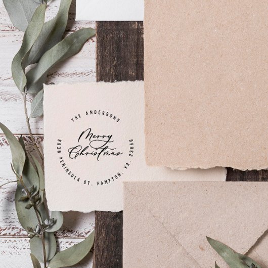 Kerst modern elegant minimaal script uniek rubberstempel