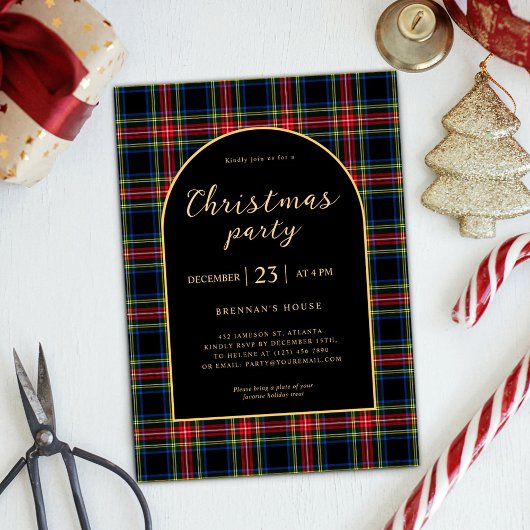 Kerst Modern Elegant Tartan Holiday Party Kaart