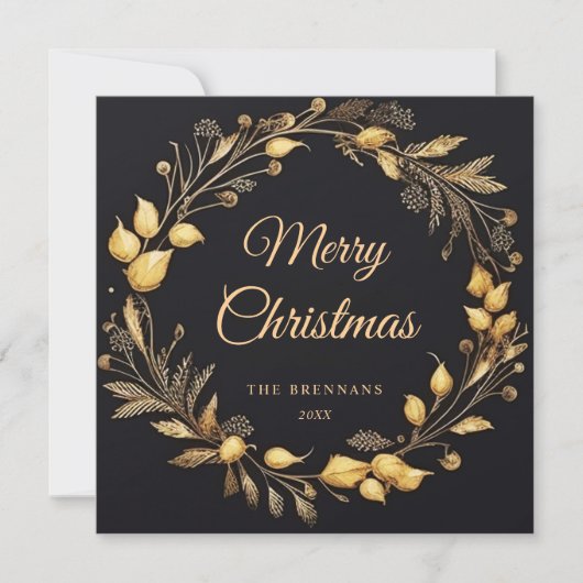 Kerst Modern Elegant Zwart Goud Uniek Feestelijk Feestdagenkaart (Voorkant)