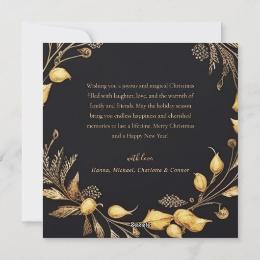 Kerst Modern Elegant Zwart Goud Uniek Feestelijk Feestdagenkaart (Achterkant)