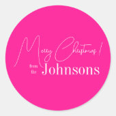 Kerst Modern Familie Hot Pink Ronde Sticker (Voorkant)