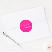 Kerst Modern Familie Hot Pink Ronde Sticker (Envelop)