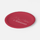 Kerst Modern Familie Rood Vrolijk Kerstfeest Papieren Bordje (Gekanteld)