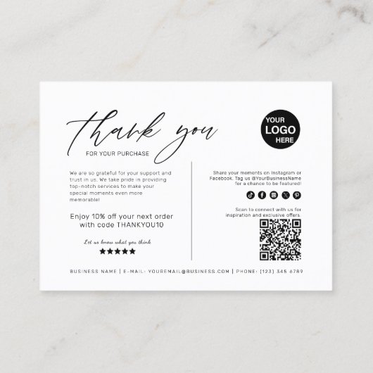 Kerst Modern Holiday Corporate Dank u Visitekaartje (Achterkant)