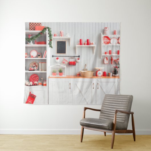 Kerst Modern Kitchen Fotografie Achtergrond Wandkleed (In Situ (horizontaal))