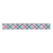 Kerst Modern Plaid Blauwgroen Magenta Roze Grosgrain Lint (Voorkant)
