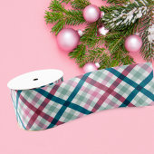 Kerst Modern Plaid Blauwgroen Magenta Roze Grosgrain Lint