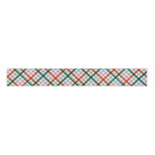 Kerst Modern Plaid Roze Groen Rood Grosgrain Lint (Voorkant)