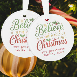 Kerst Modern Script Rood en Groen Typografie Ornament