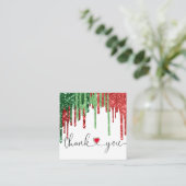 Kerst Modern script roze hart Dank u Vierkante Visitekaartje (Staand voorkant)