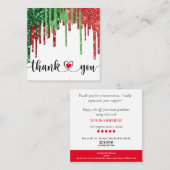 Kerst Modern script roze hart Dank u Vierkante Visitekaartje (Voorkant / Achterkant)