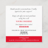 Kerst Modern script roze hart Dank u Vierkante Visitekaartje (Achterkant)