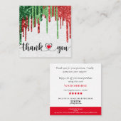 Kerst Modern script roze hart Dank u Vierkante Visitekaartje (Voorkant / Achterkant)