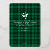 Kerst Modern Tartan Green Plaids Familiefoto Folie Feestdagenkaart (Achterkant)