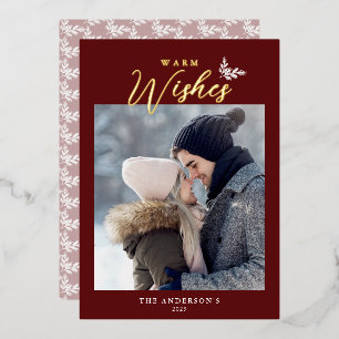 Kerst Moderne Calligrafie Foto Rood Goud Folie Feestdagenkaart