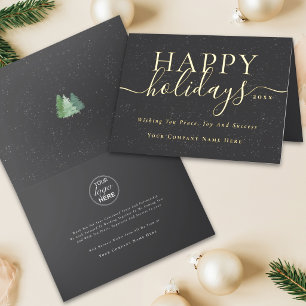 Kerst Moderne Elegante Script Zakelijk Logo Goud Folie Feestdagenkaart