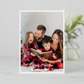 Kerst moderne minimale foto script sterkaart folie feestdagenkaart (Staand Voorkant)