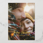 Kerst moderne, minimale fotorezelfilm met een groe folie feestdagenkaart (Voorkant)