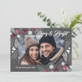 Kerst Moderne Roze Lichten Eén Foto Kaart (Staand voorkant)