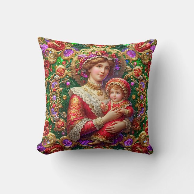 KERST ~  moeder en Baby ~ Kussen (Voorkant)