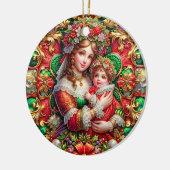 Kerst ~ Moeder en kind 19e eeuw ~ Keramisch Ornament (Links)