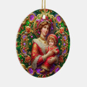 Kerst ~ Moeder en kind 19e eeuw ~ Keramisch Ornament (Rechts)