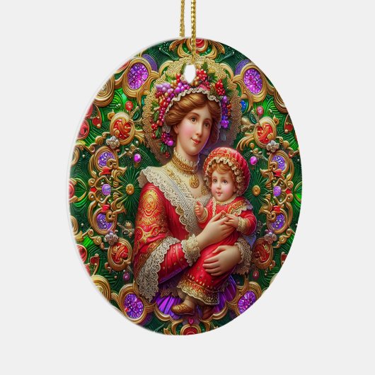 Kerst ~ Moeder en kind 19e eeuw ~ Keramisch Ornament (Rechts)