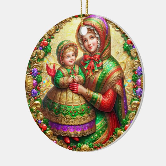 Kerst ~ Moeder en kind 19e eeuw ~ Keramisch Ornament (Links)