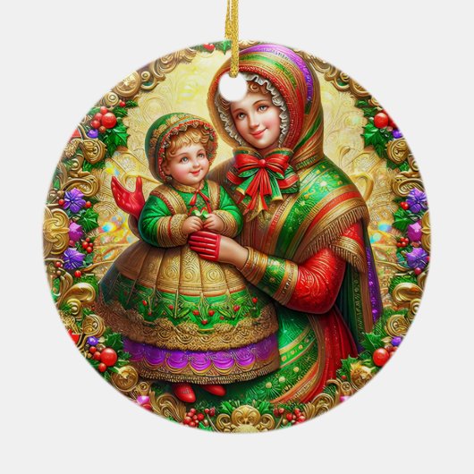 Kerst ~ Moeder en kind 19e eeuw ~ Keramisch Ornament (Achterkant)