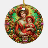 Kerst ~ Moeder en kind 19e eeuw ~ Keramisch Ornament (Voorkant)