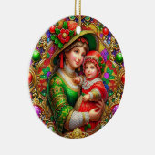 Kerst ~ Moeder en kind 19e eeuw ~ Keramisch Ornament (Rechts)