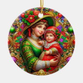 Kerst ~ Moeder en kind 19e eeuw ~ Keramisch Ornament (Voorkant)